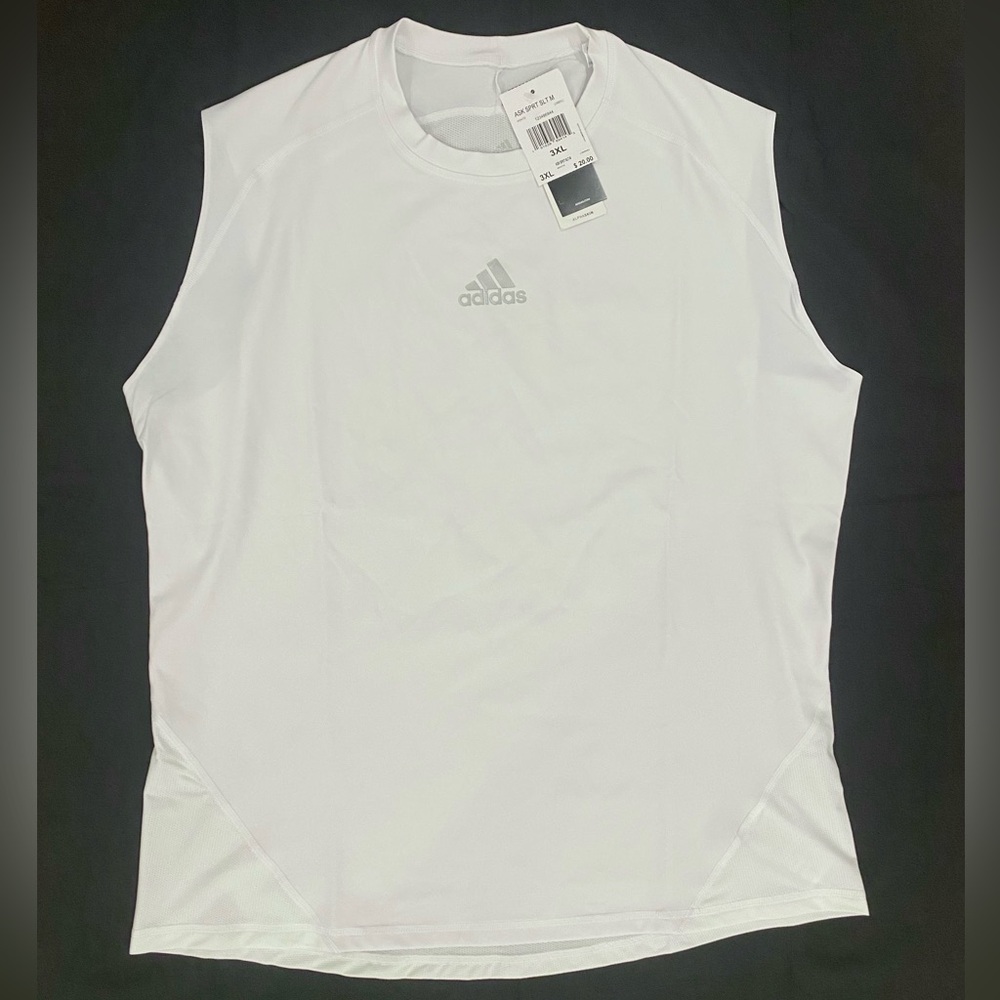 NWT ADIDAS Men’s TechFit Compression Sleeveless Tank Shirt CW9552 Size 3XL WHITE